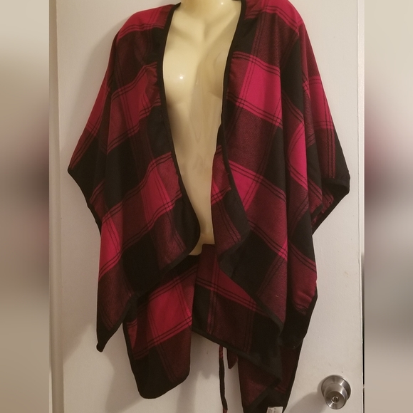 Wonderly Cape Check Plaid Blanket Topper Bolero Shrug Sweater Small + Plus Size - Picture 8 of 10